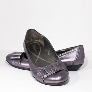 Metallic Dark Silver Flats